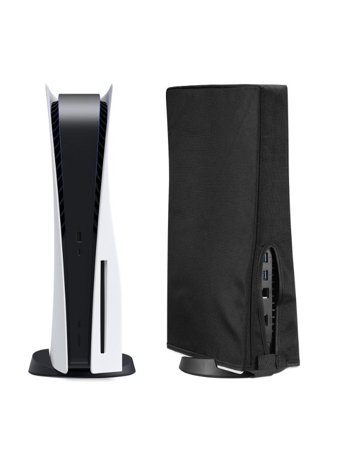 Peachjoy Dust Cover for PS5 Console, Oxford Fabric Anti-Scratch Waterproof Dust Guard with Back Cable Port for Playstation 5 Digital and Disk Version - Image 1